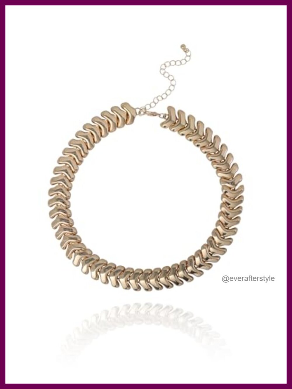 Chunky Chevron Link Choker Necklace Gold Tone 15 Inch with Extender